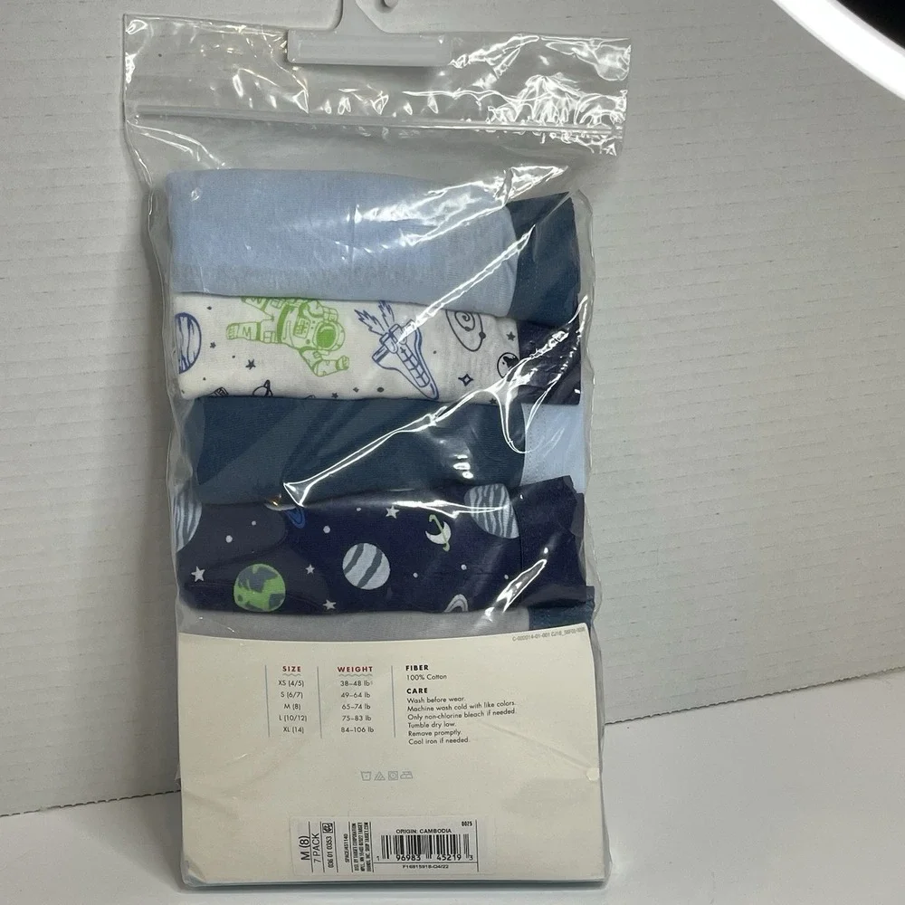 Cat & Jack Space Solids Boxer Briefs 7 Pack Boys Youth Size M (8) Underwear